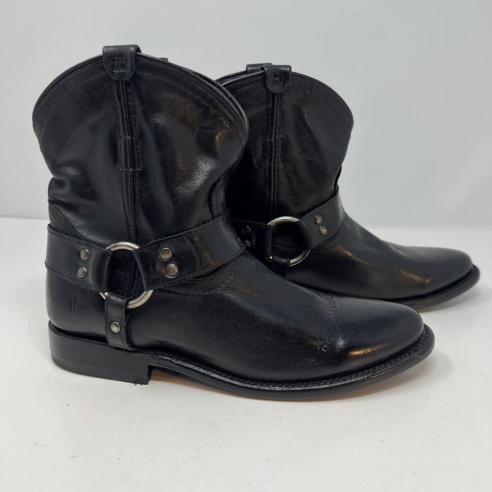 Frye Women's Wyatt Harness Boot Black Leather Bootie Size 6B - Picture 6 of 14